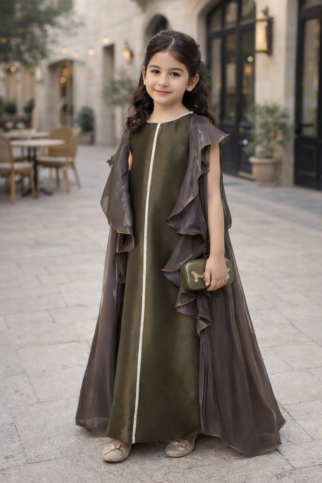 Ruffled Sheer Layered Occasion Dress