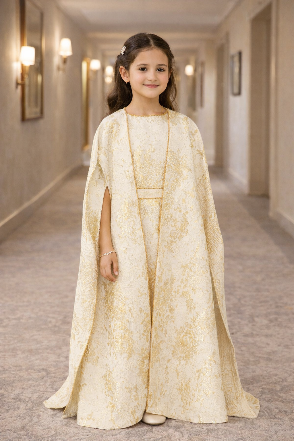 Brocade Jacquard Metallic Pattern Gown