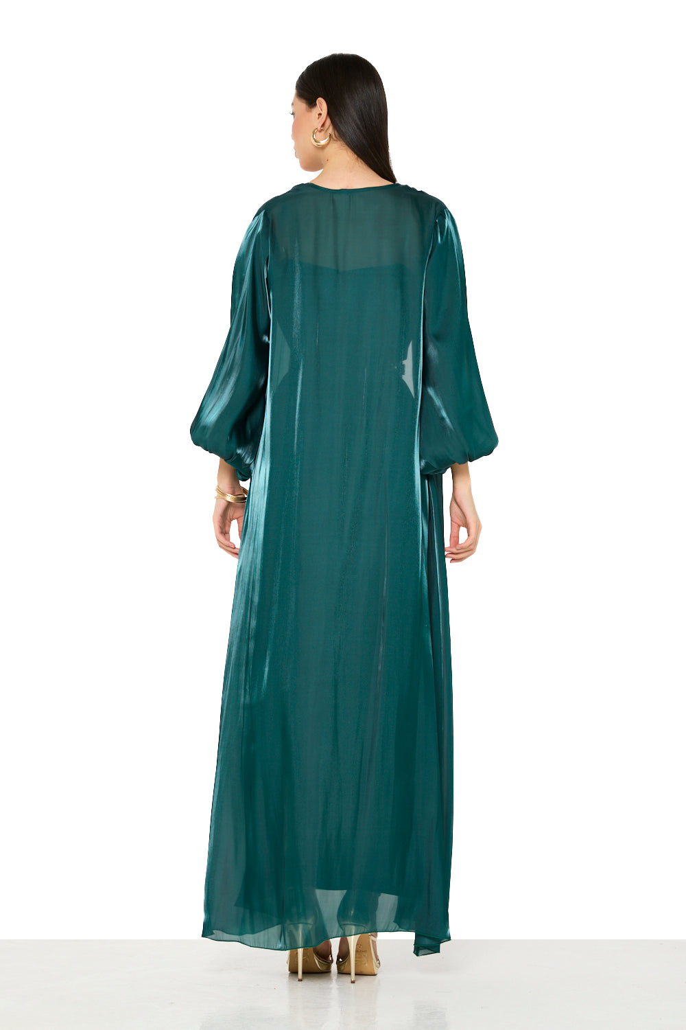 Embellished Crystal-Trim Cape Dress