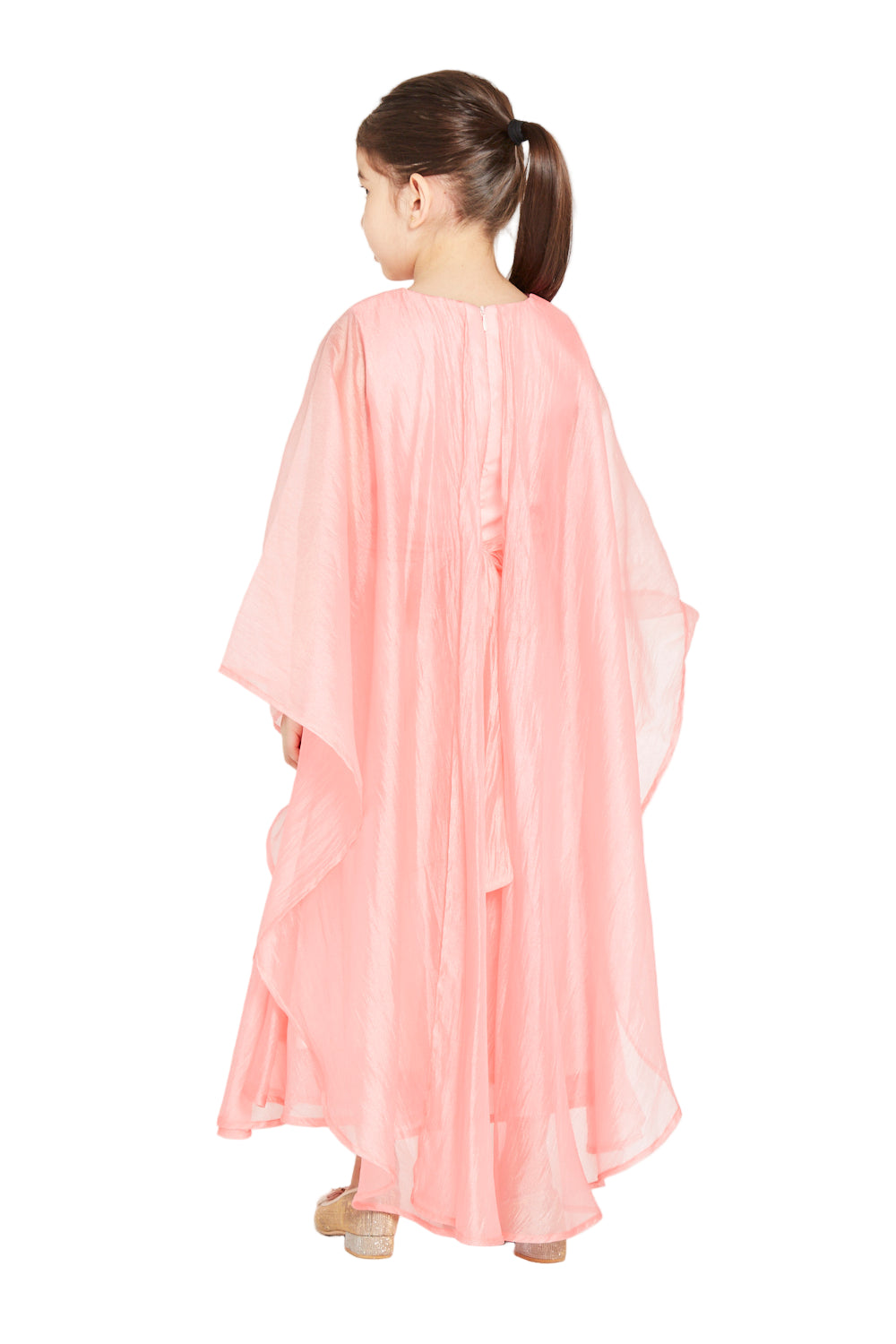 Floral Detailed-Waist Cape Dress