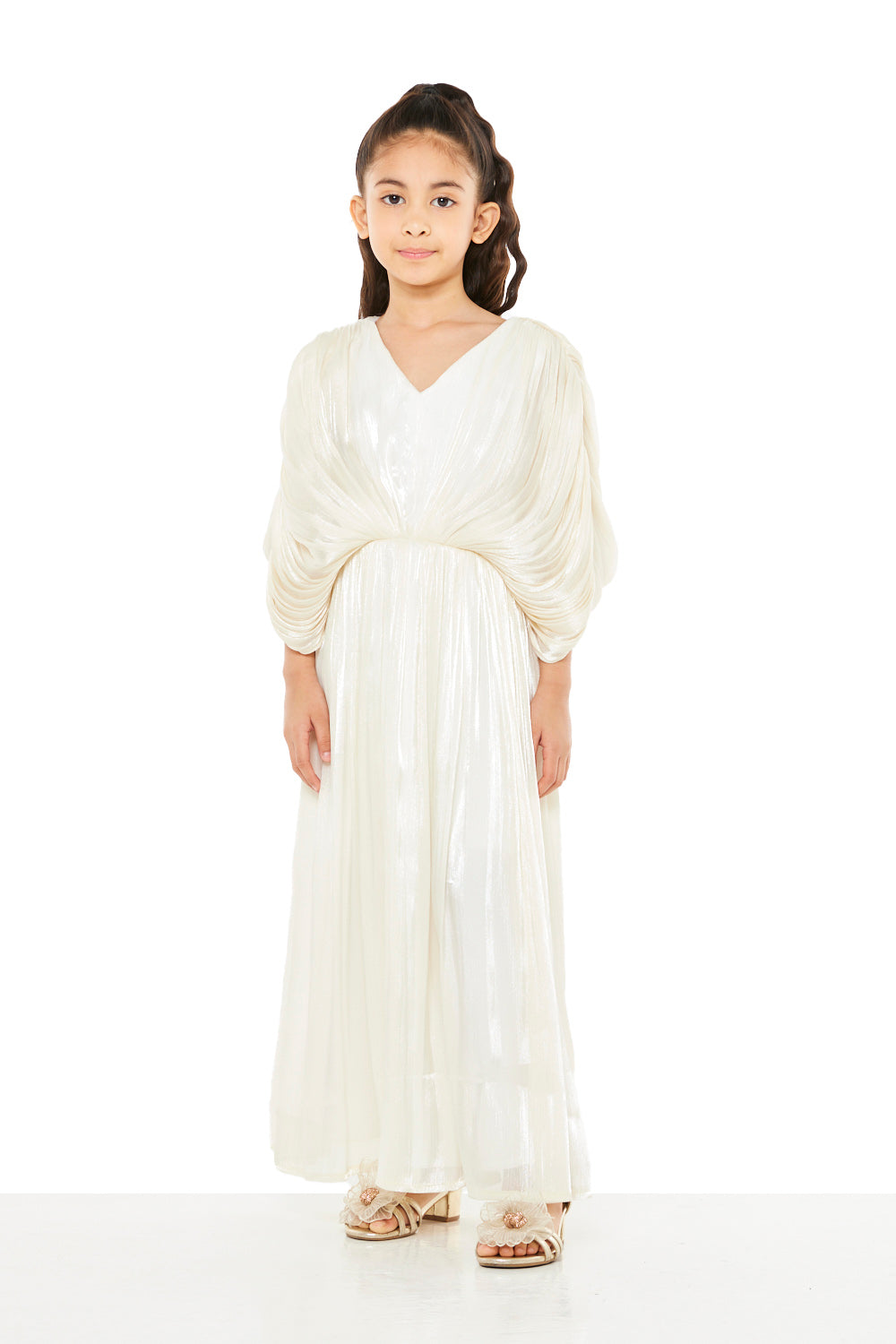 Draped Cape Style Soft Pleated Dress
