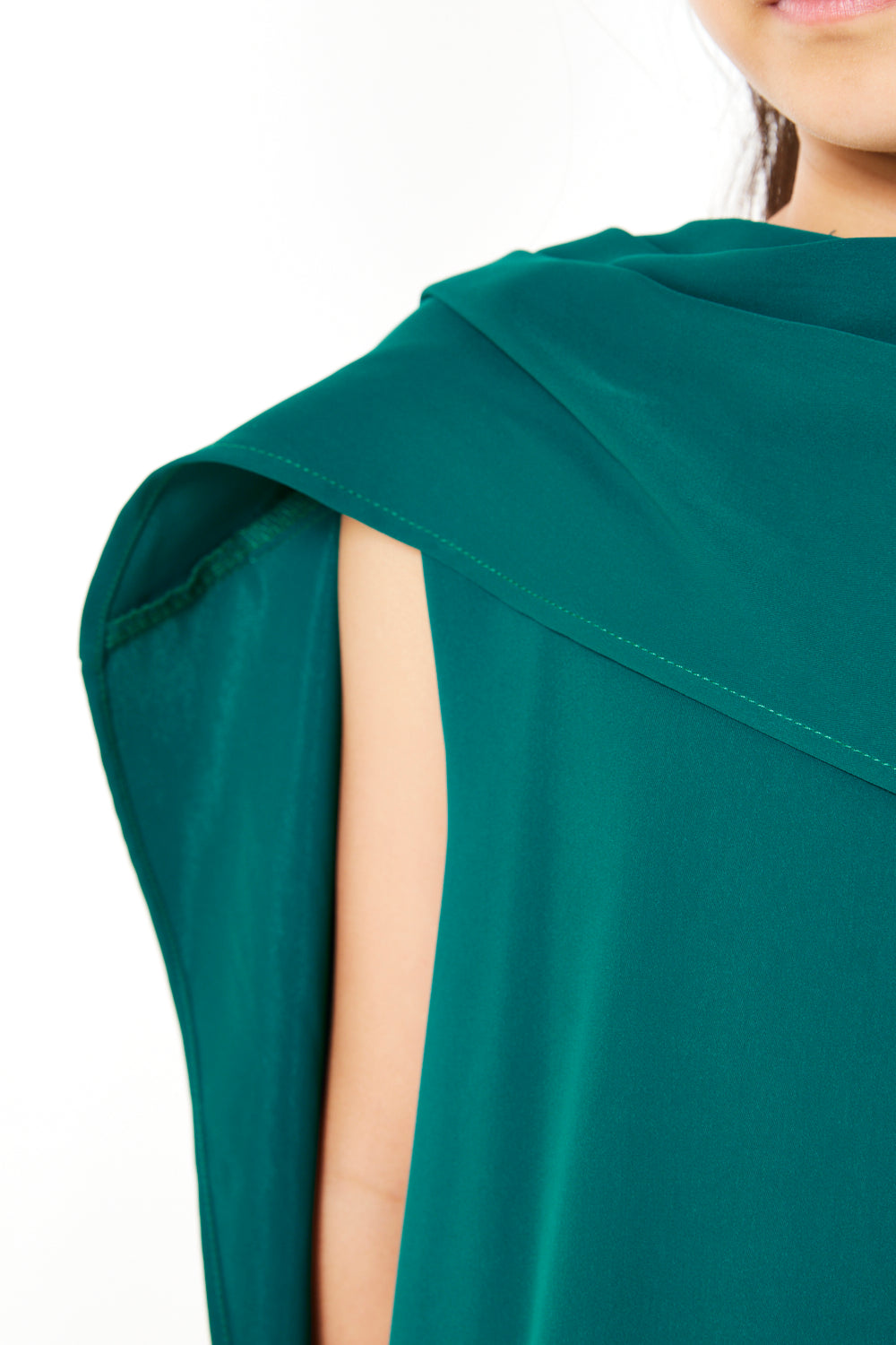 Solid Flowing Asymmetrical Draped Gown