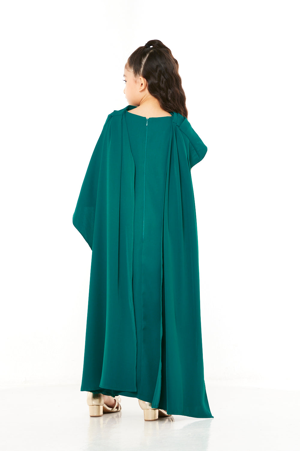 Solid Flowing Asymmetrical Draped Gown