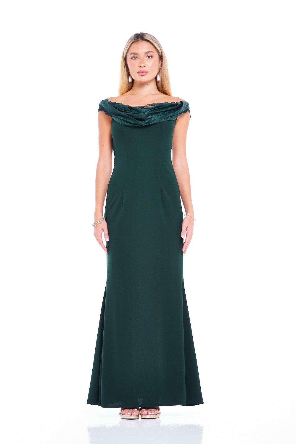 Cowl Neckline Draped Collar Gown