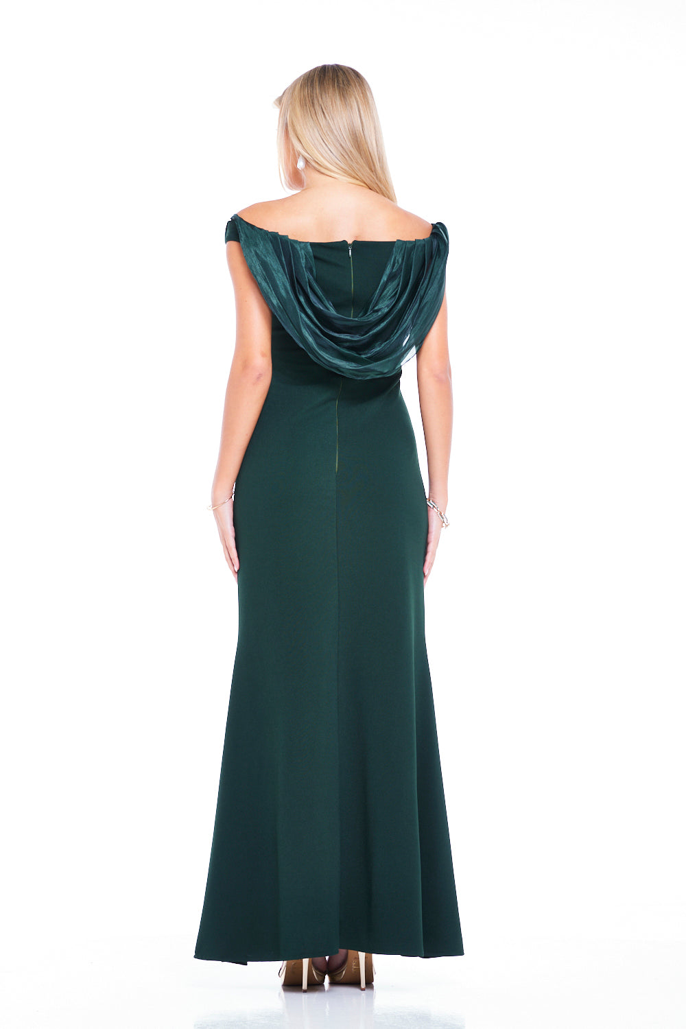 Cowl Neckline Draped Collar Gown