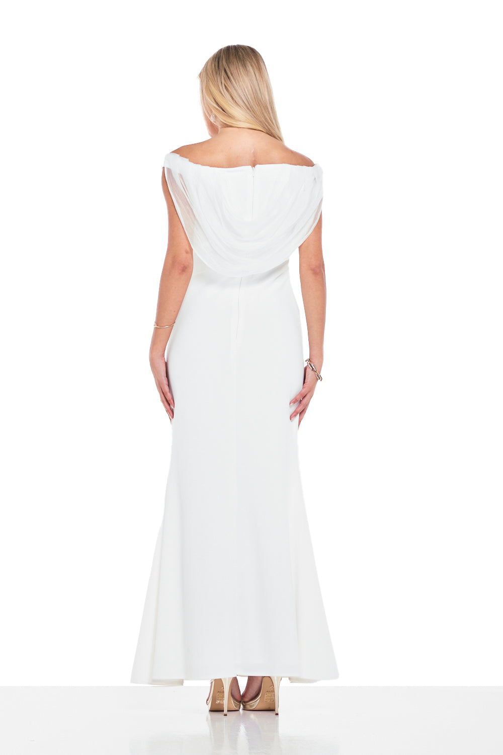 Cowl Neckline Draped Collar Gown