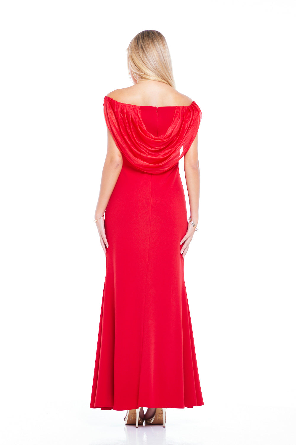 Cowl Neckline Draped Collar Gown