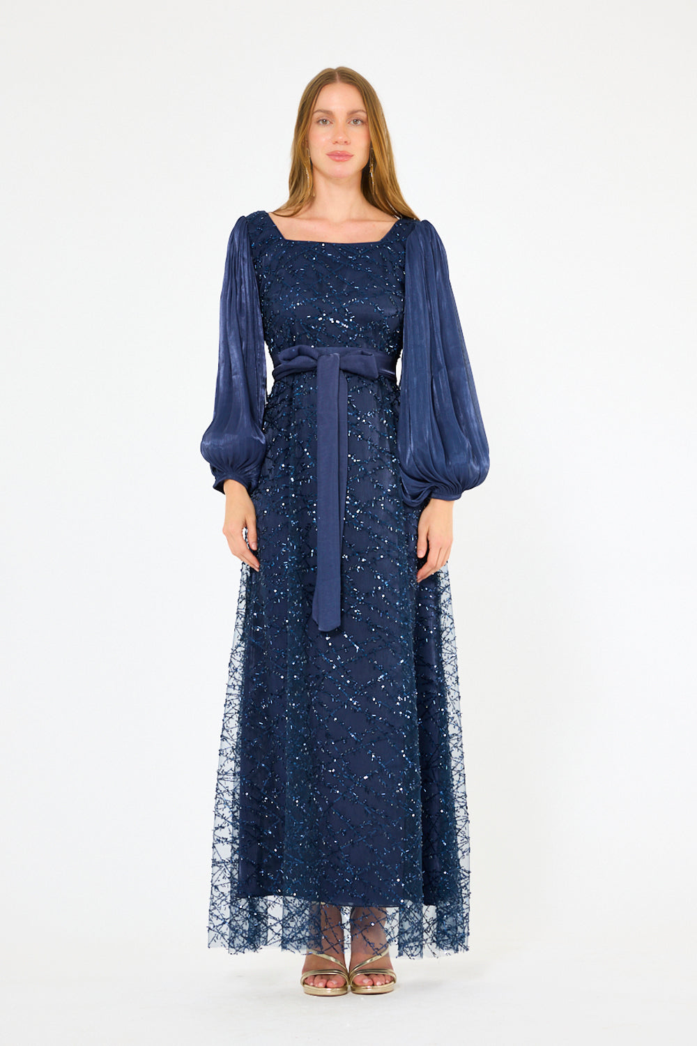 Sparkle Tulle Bishop Sleeve Dress