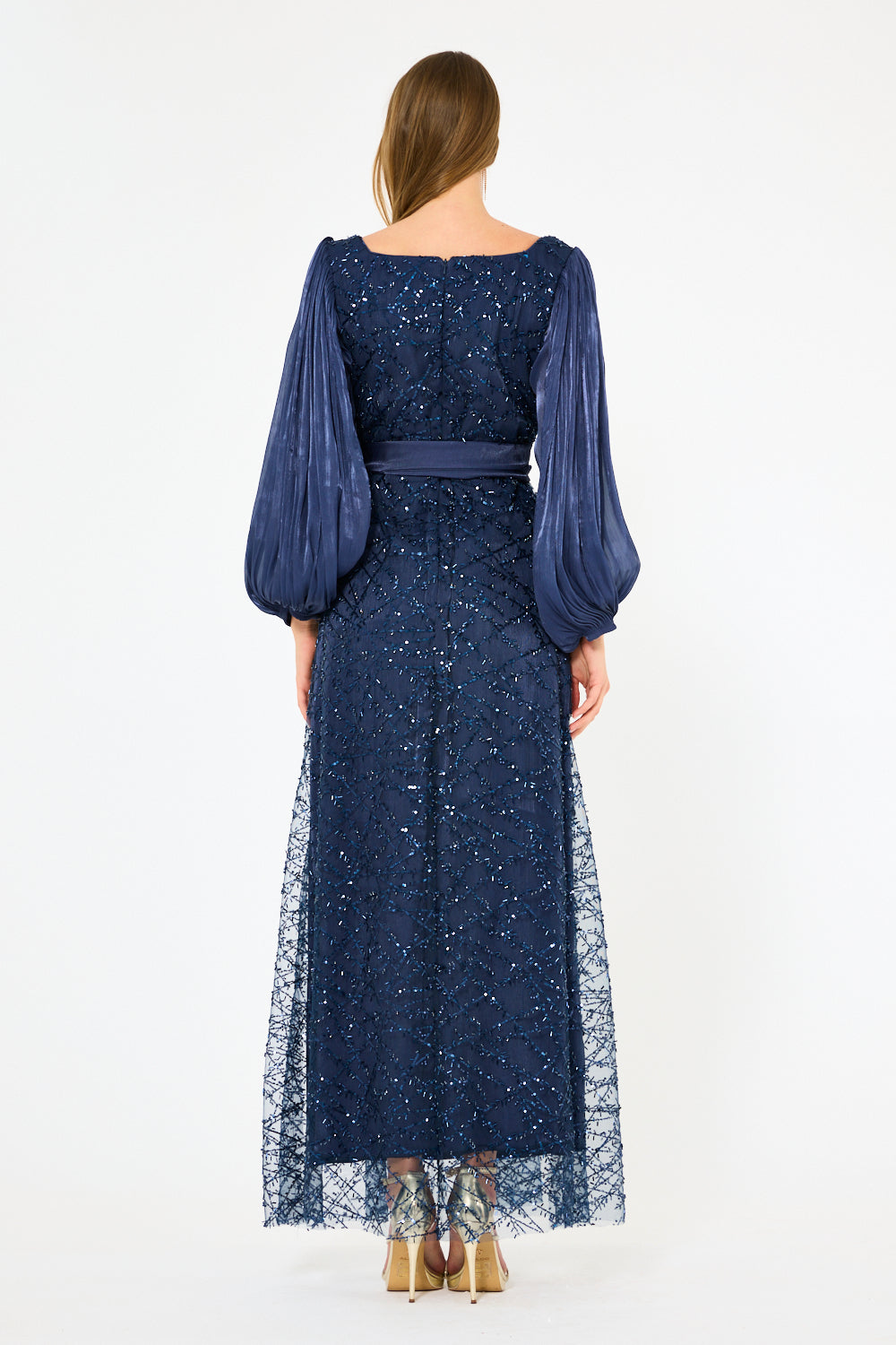 Sparkle Tulle Bishop Sleeve Dress