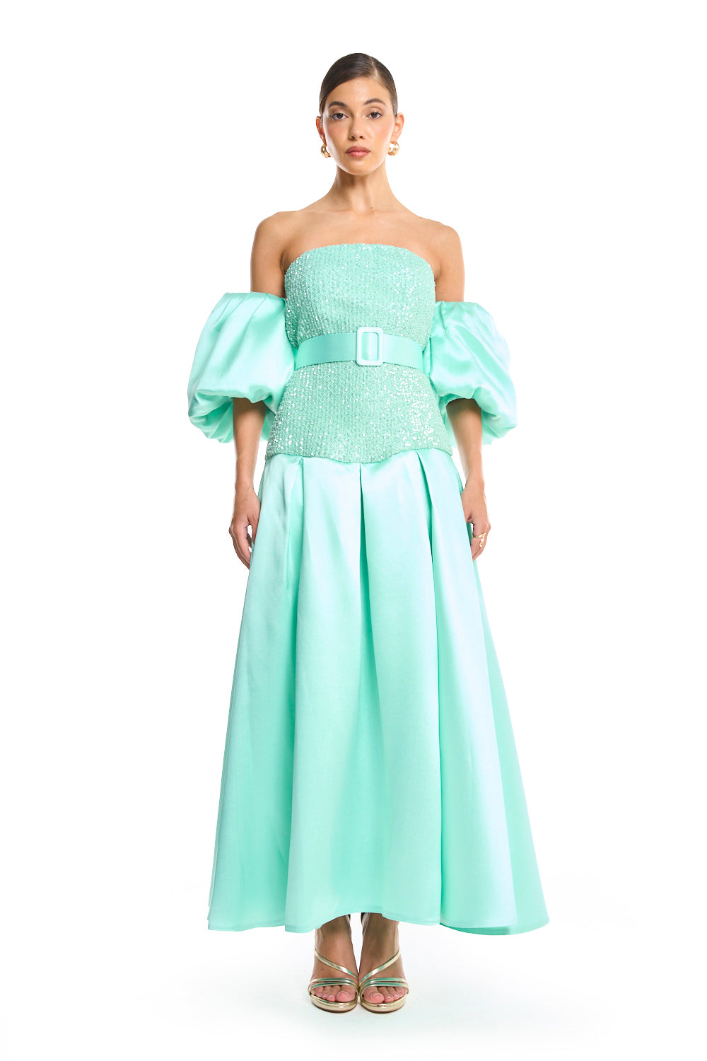 Sequin Puff-Sleeve Dress