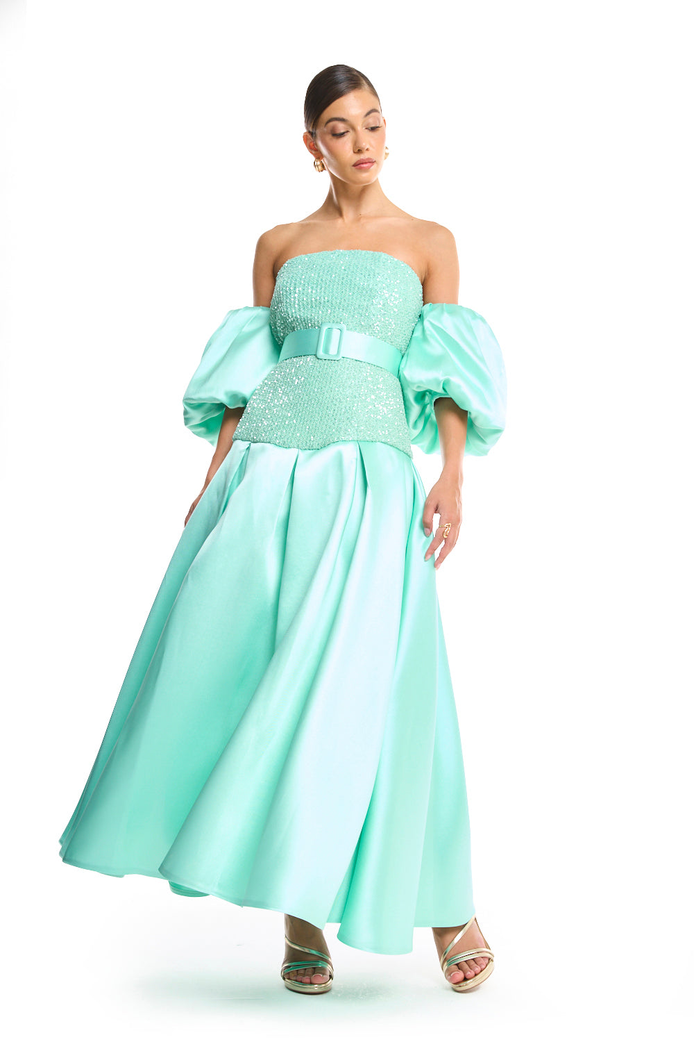 Sequin Puff-Sleeve Dress