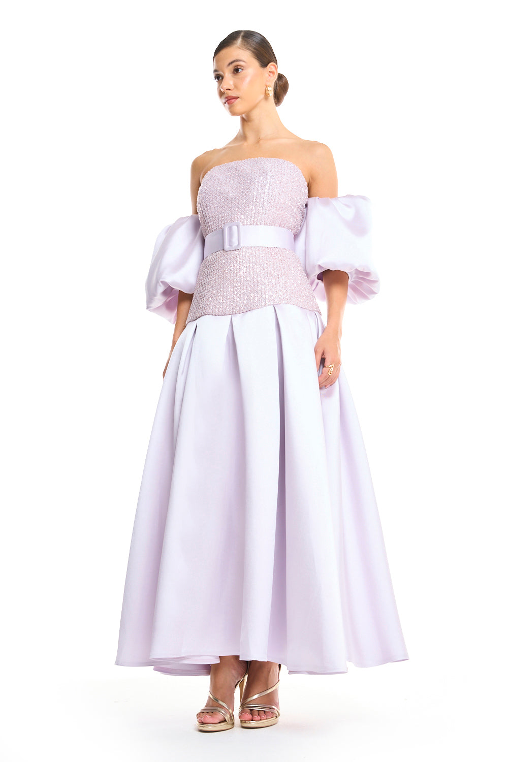 Sequin Puff-Sleeve Dress