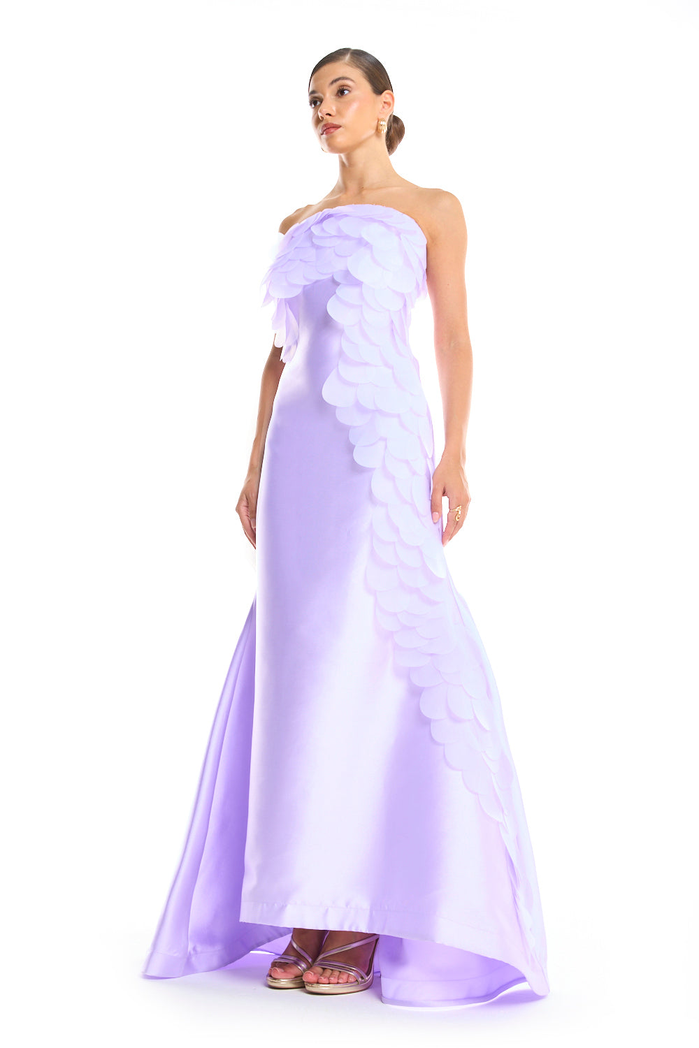 Featherlight Bloom Strapless Dress