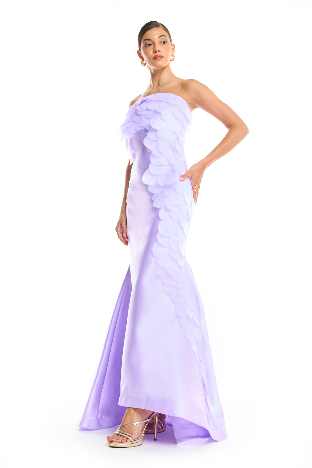 Featherlight Bloom Strapless Dress