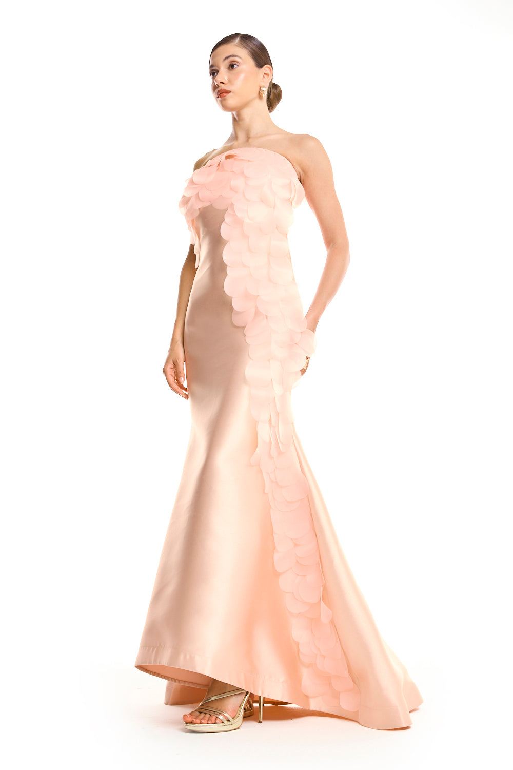 Featherlight Bloom Strapless Dress