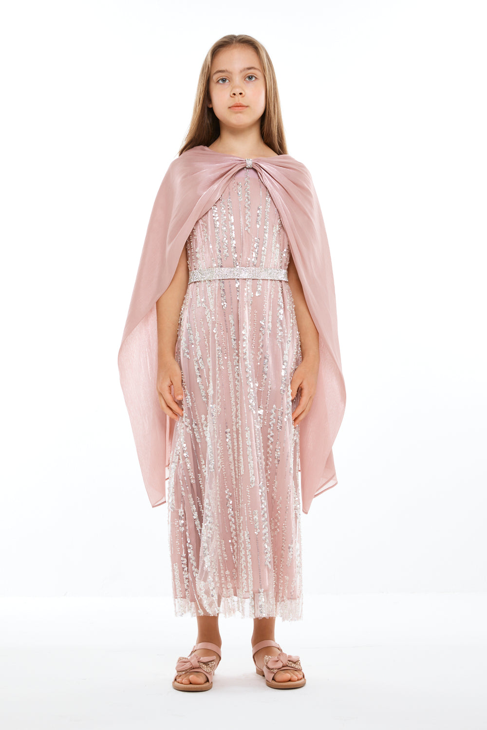 Crystal Cascade Cape Dress