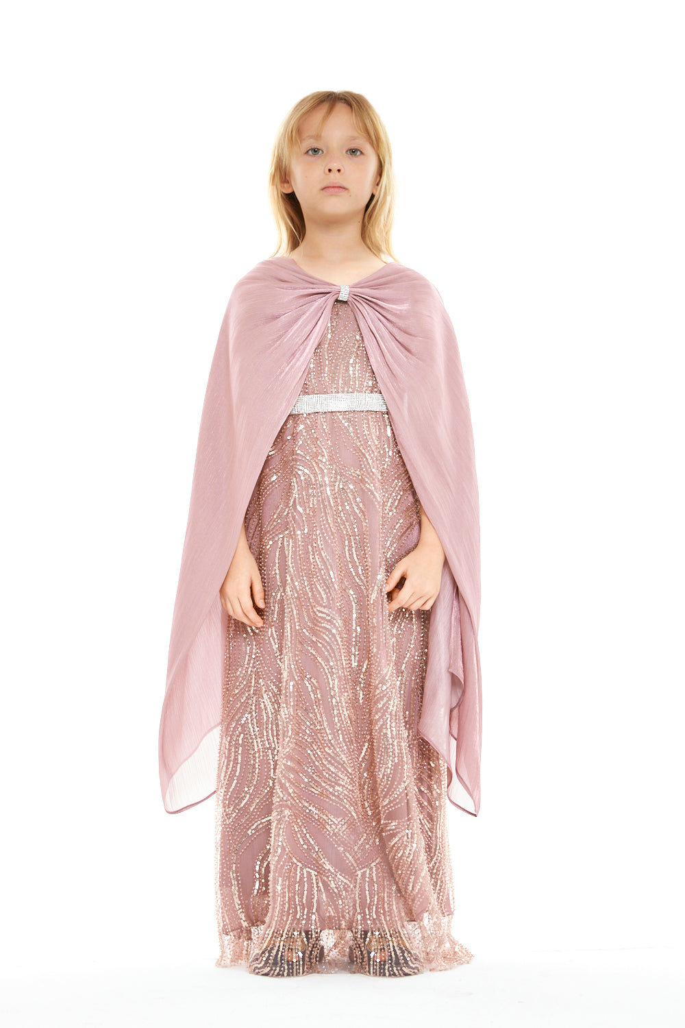 Crystal Cascade Cape Dress