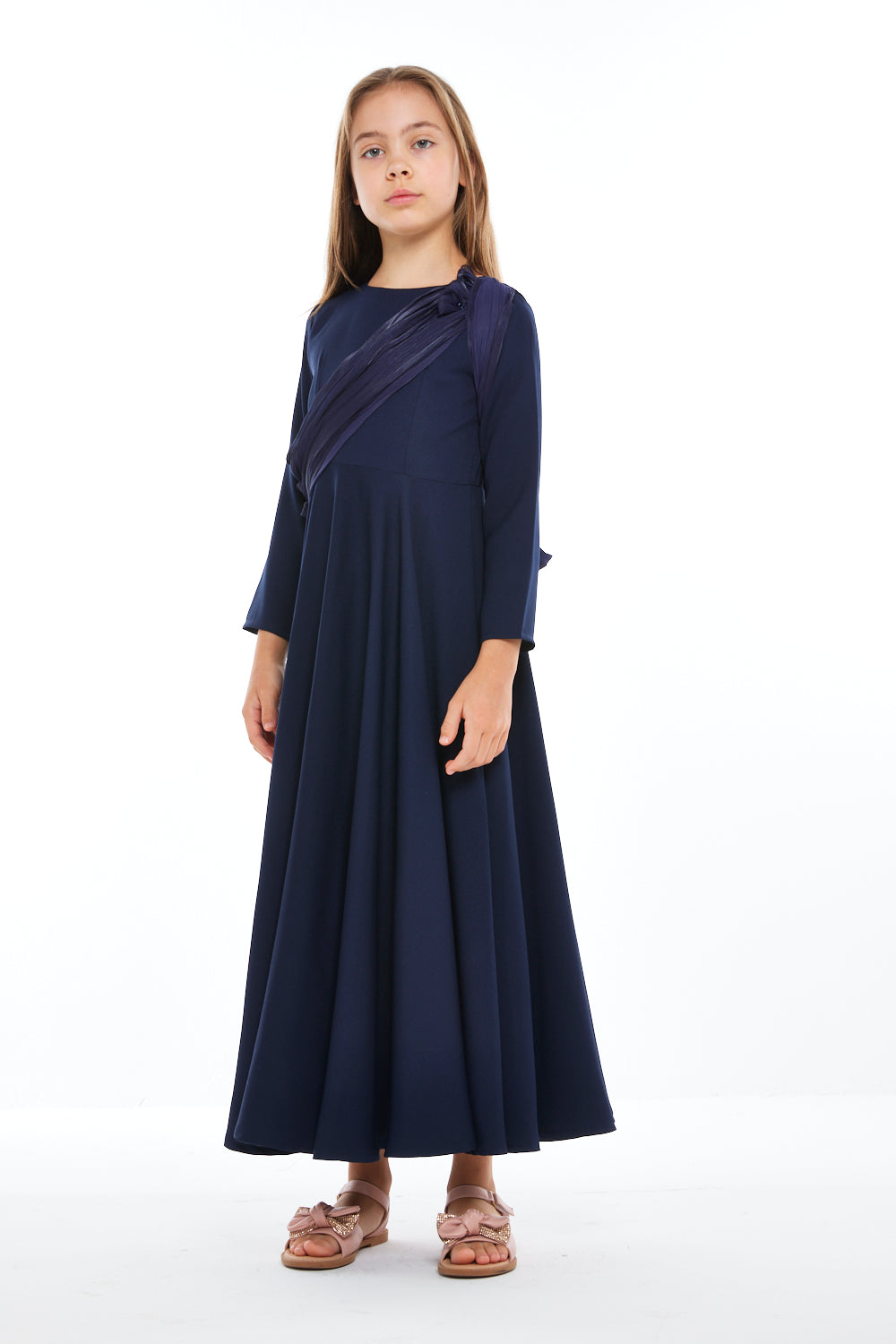Floral Drape Cape Gown