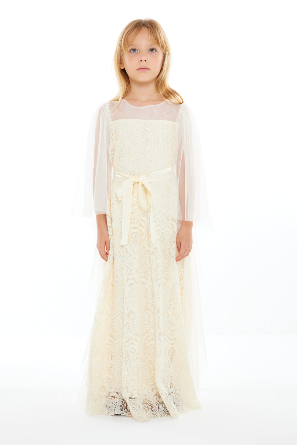 Sheer Cape Lace Occasion Gown
