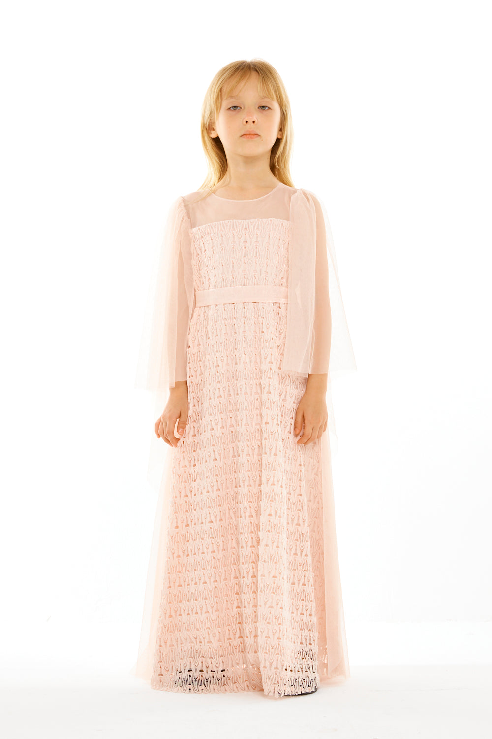 Sheer Cape Lace Occasion Gown