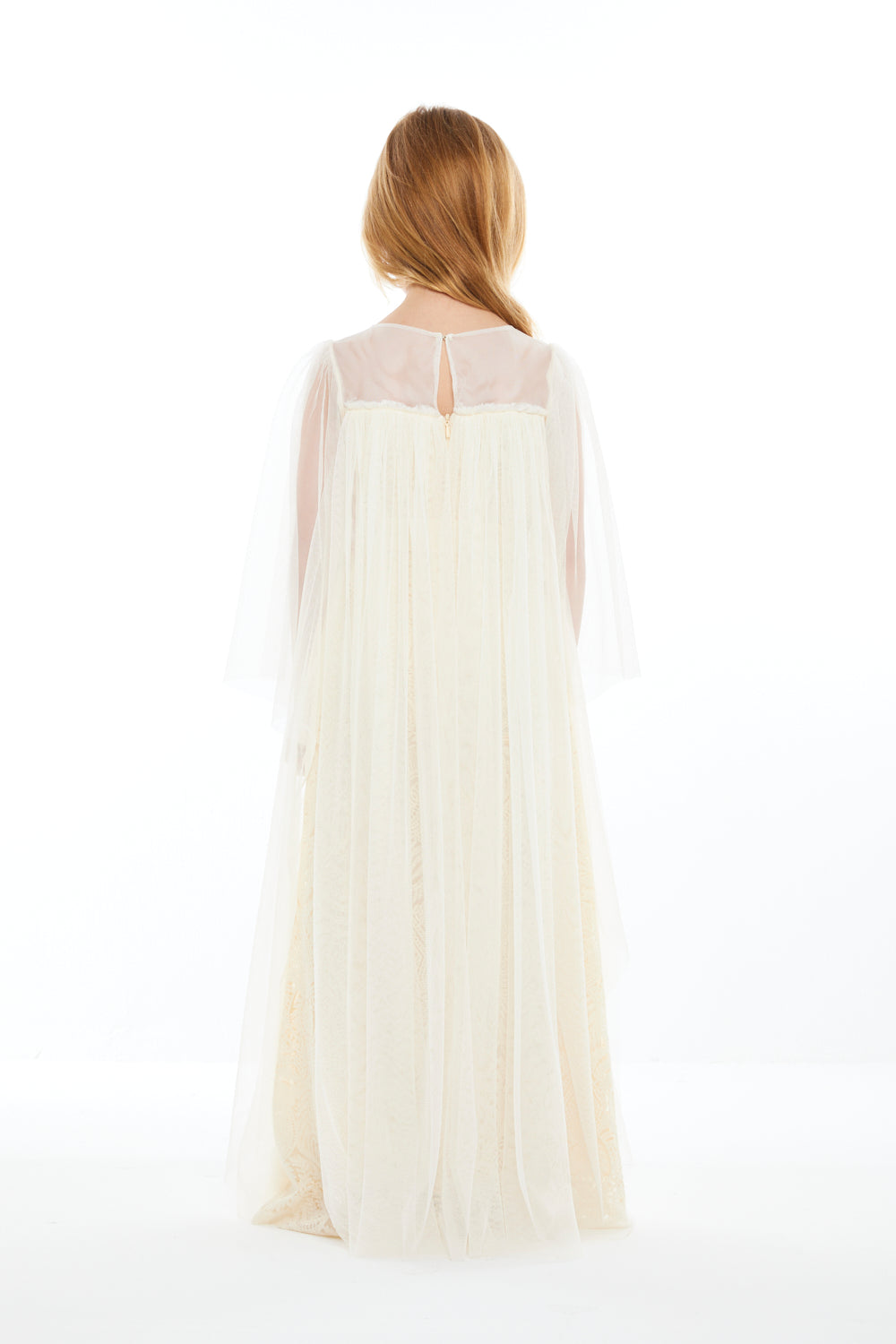 Sheer Cape Lace Occasion Gown