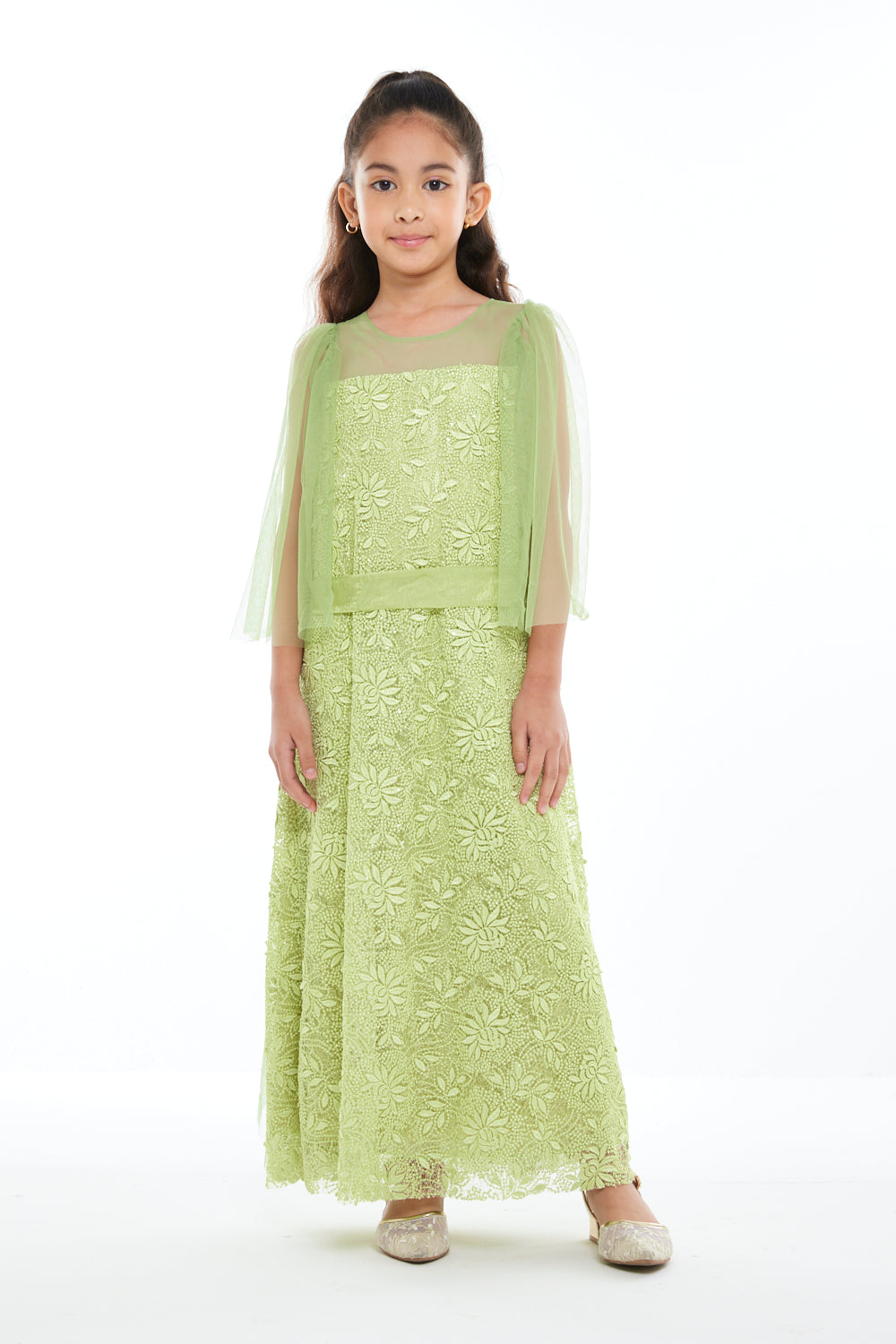 Sheer Cape Lace Occasion Gown