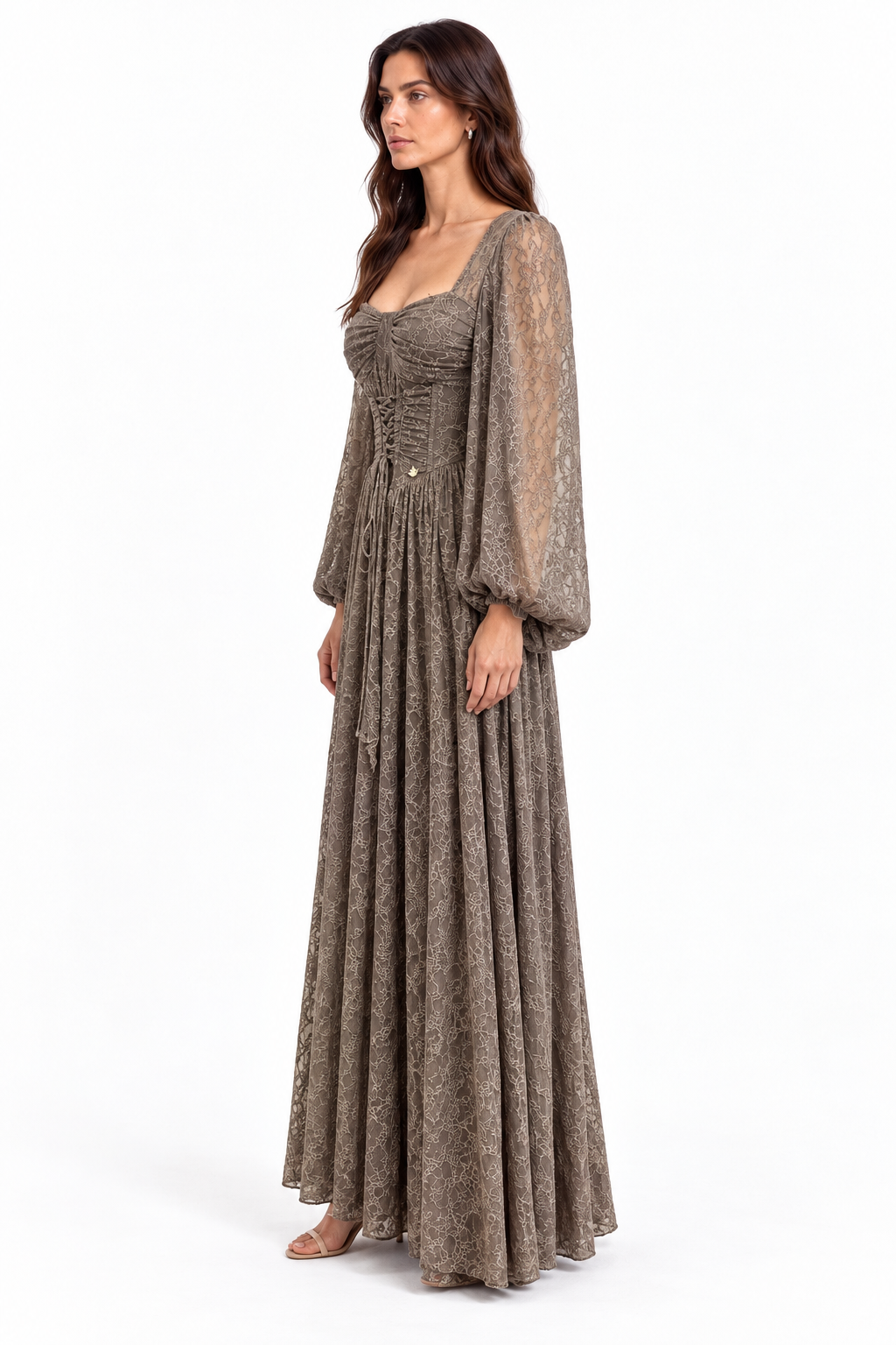 "Elara" Lace Corset Square-Neck Dress