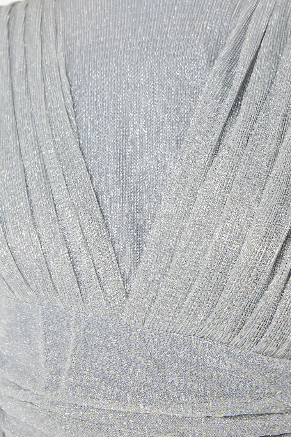 Ruched Waist Pleated Long-Sleeve Gown