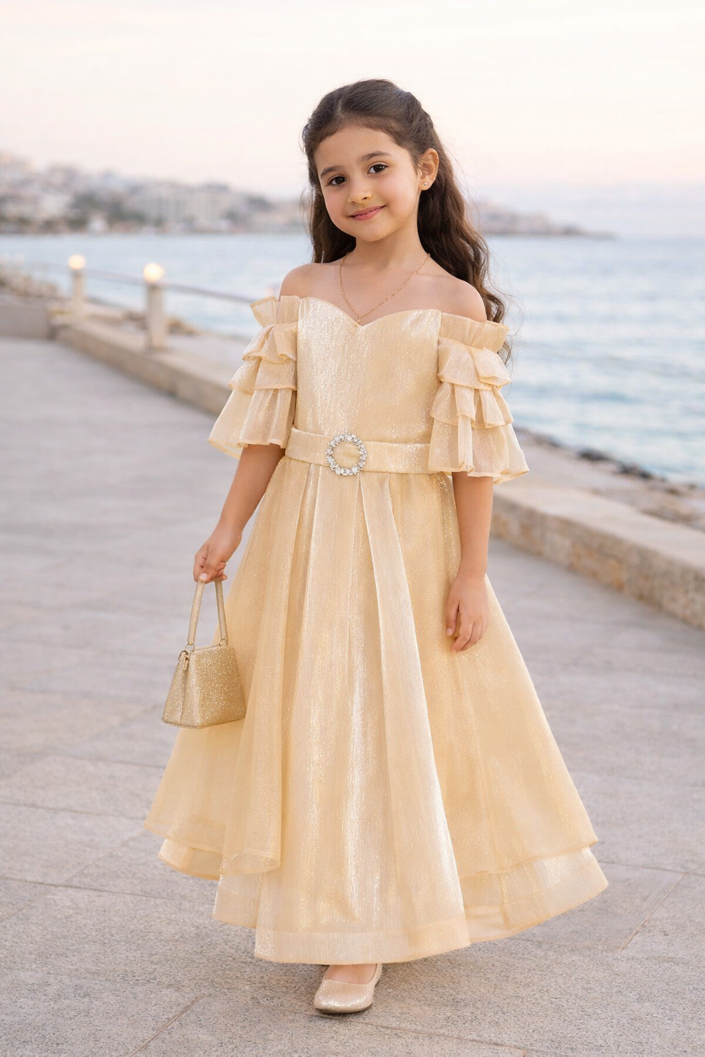 Off-Shoulder Ruffle Sleeve Dress