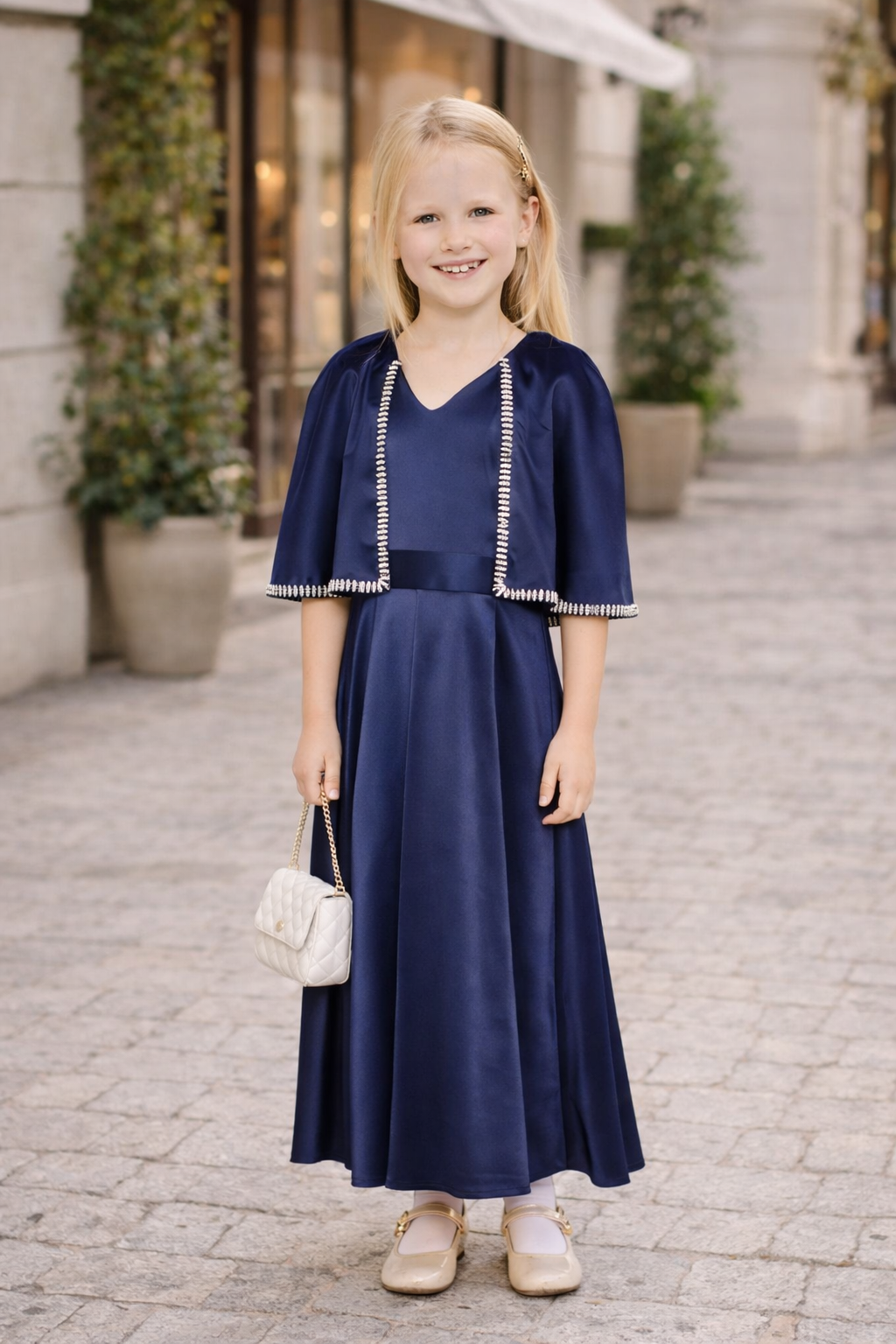 Embellished Cape Border Dress