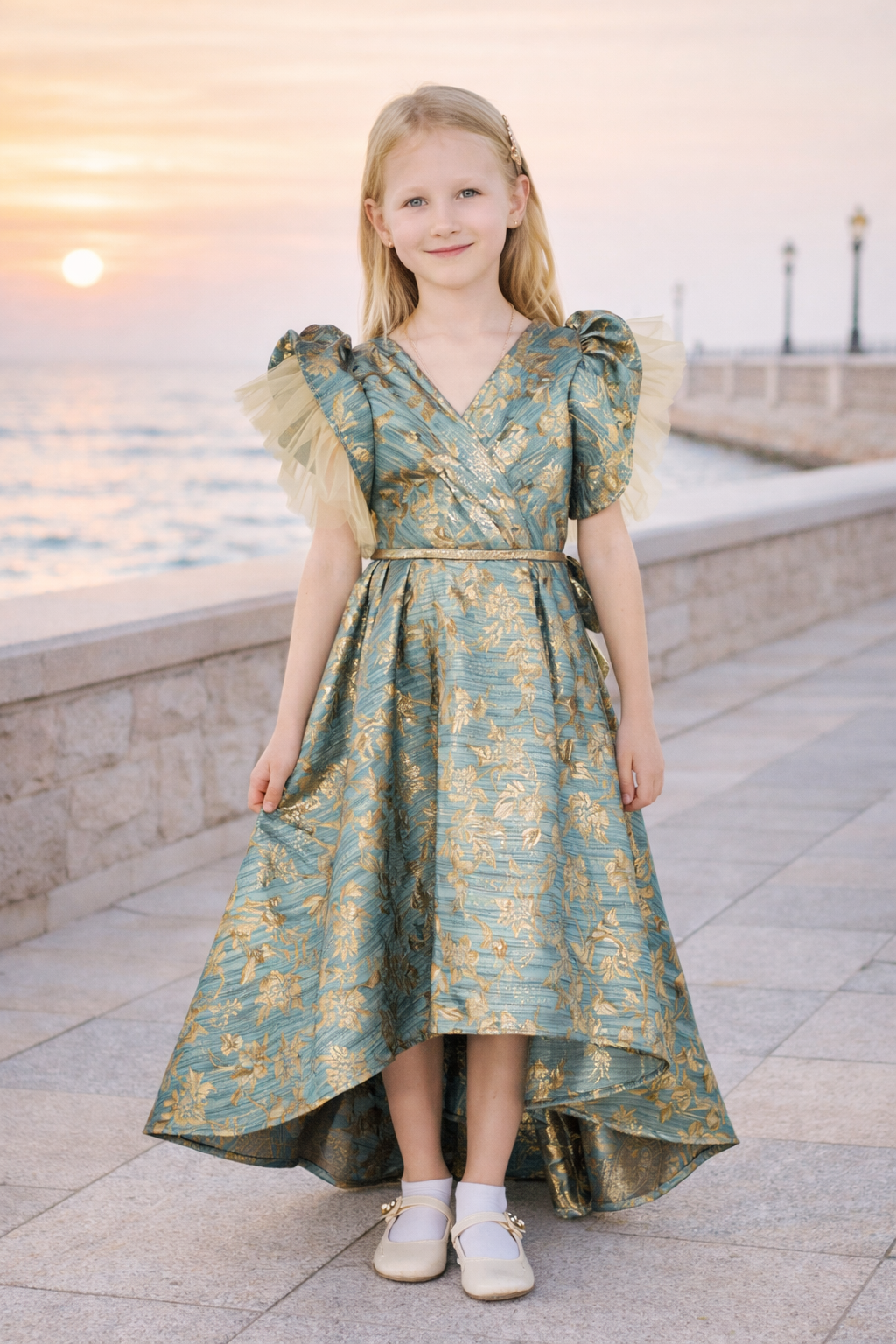 Metallic Floral Jacquard Dress