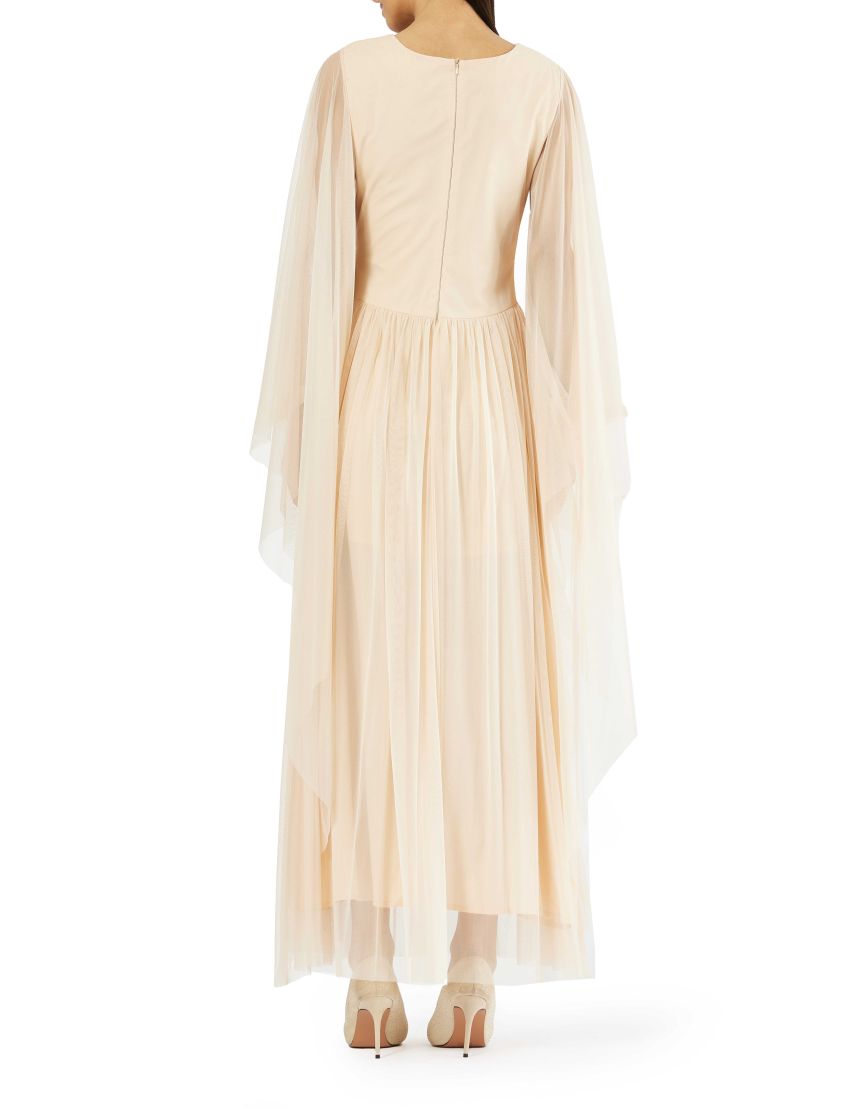 Ethereal Cape Pleated Gown