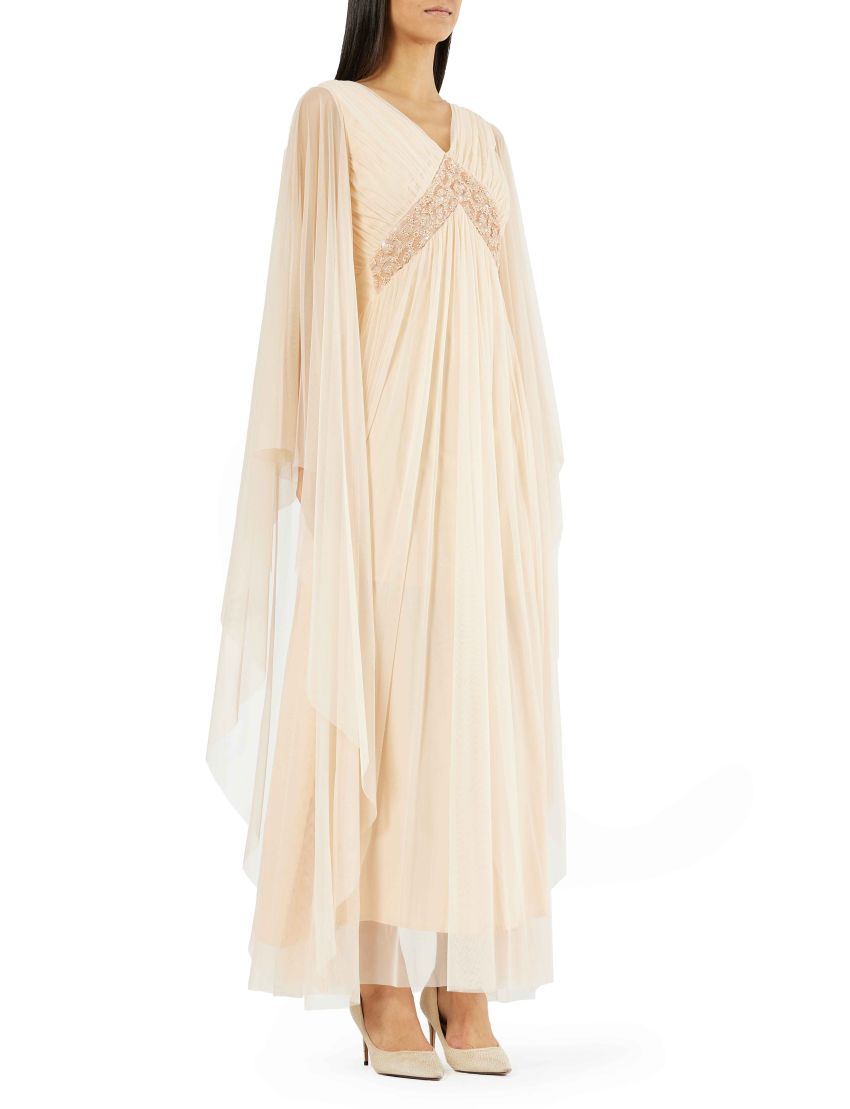 Ethereal Cape Pleated Gown