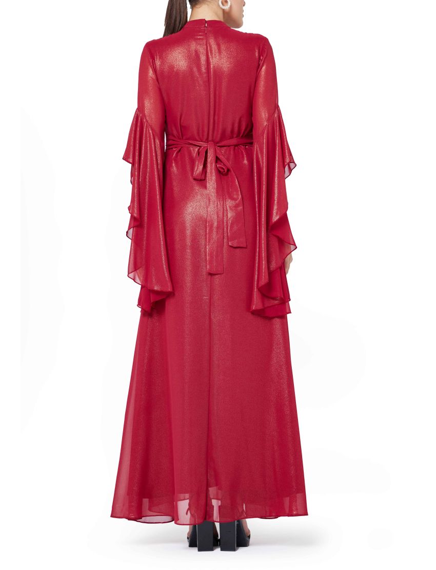 Sequined Panel Cascading Sleeve Dress