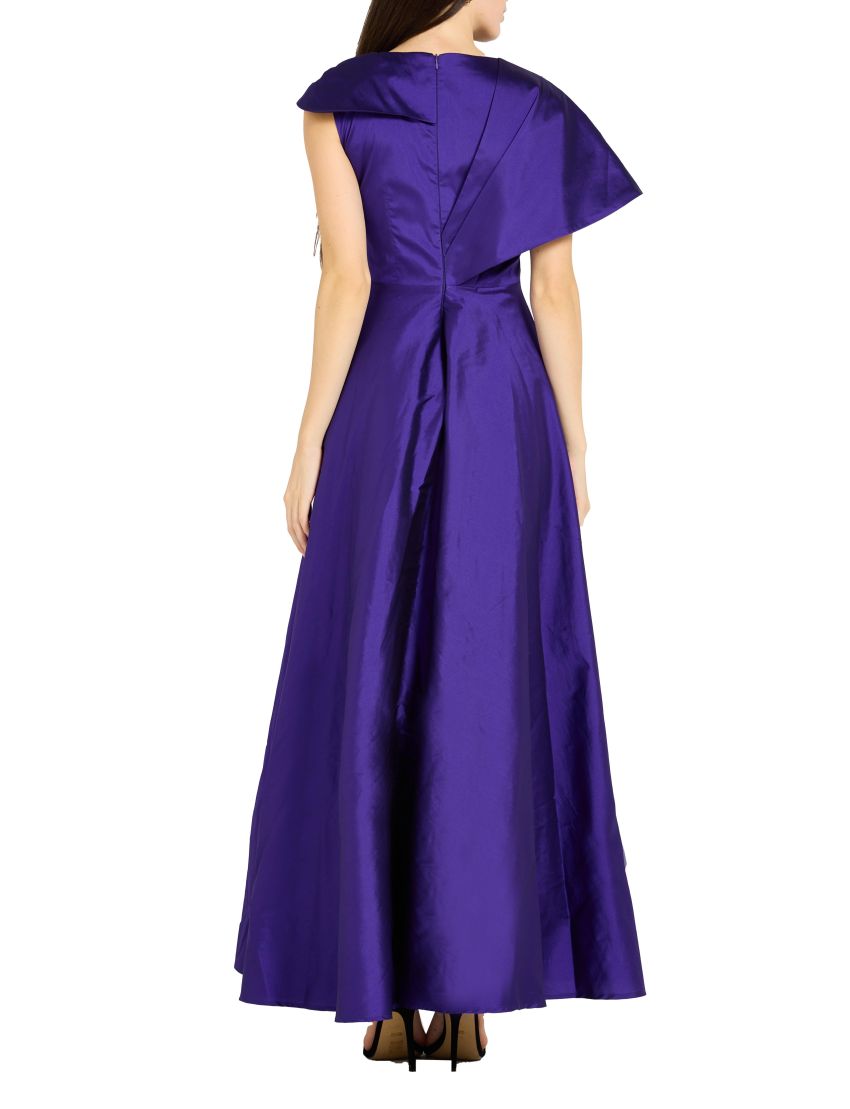Asymmetric Draped Embellished Gown