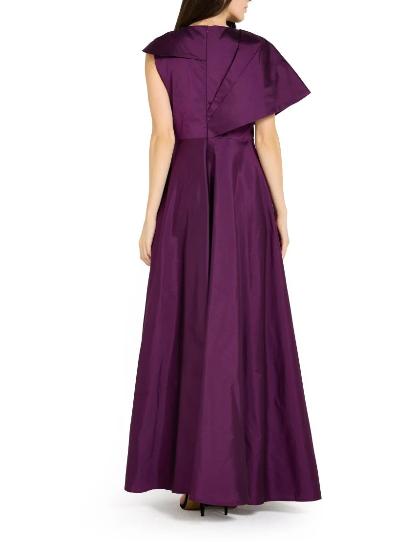 Asymmetric Draped Embellished Gown