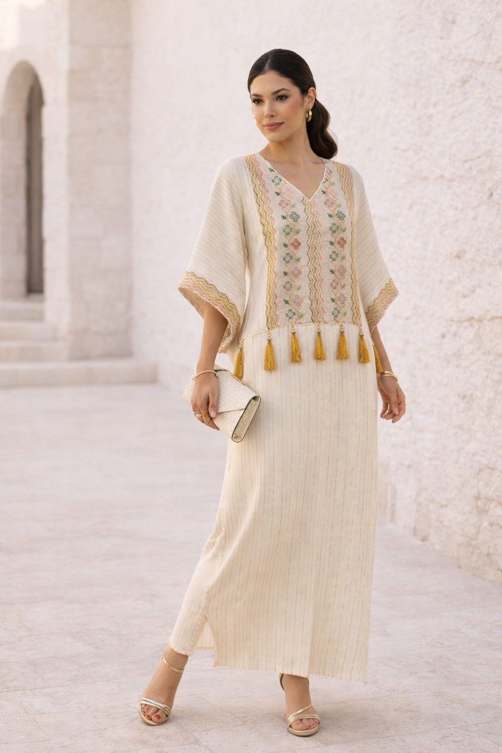 Embroidered Tassel Panel Jalabiya