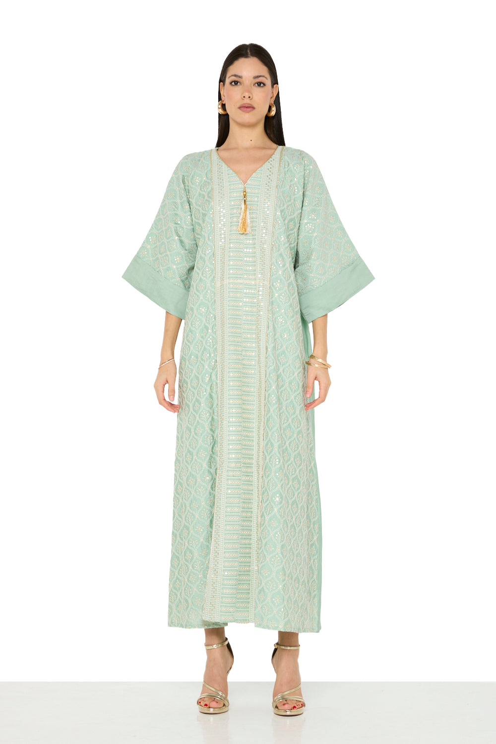 Tassel Front Embroidered Jalabiya
