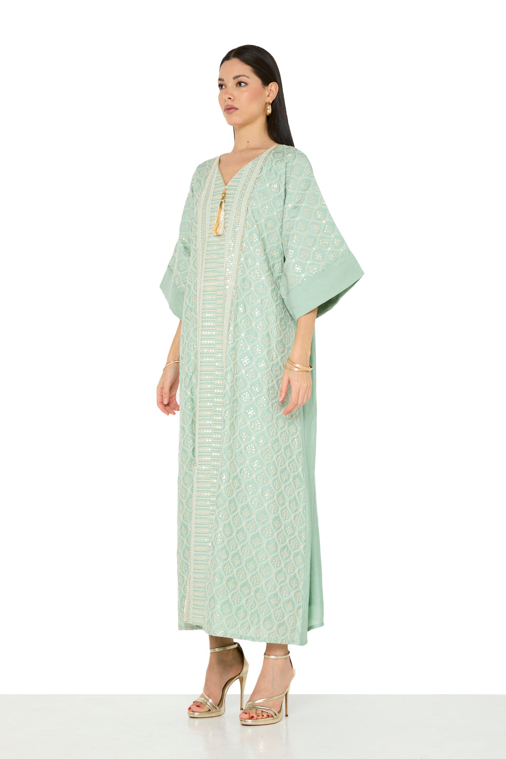 Tassel Front Embroidered Jalabiya