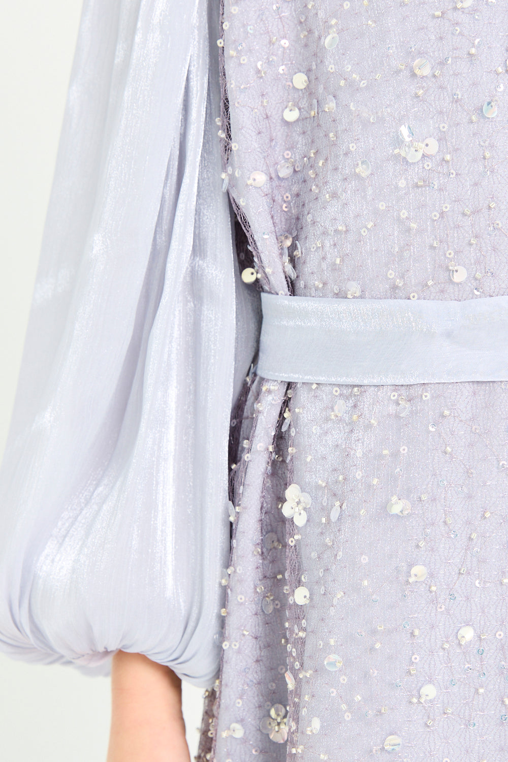 Shimmer Textured Puff Sleeve Dress