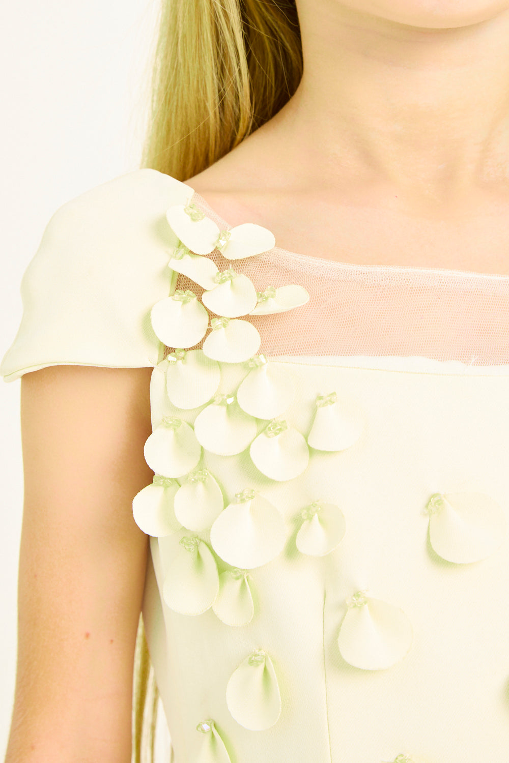 Petal Appliqué Cap Sleeve Dress