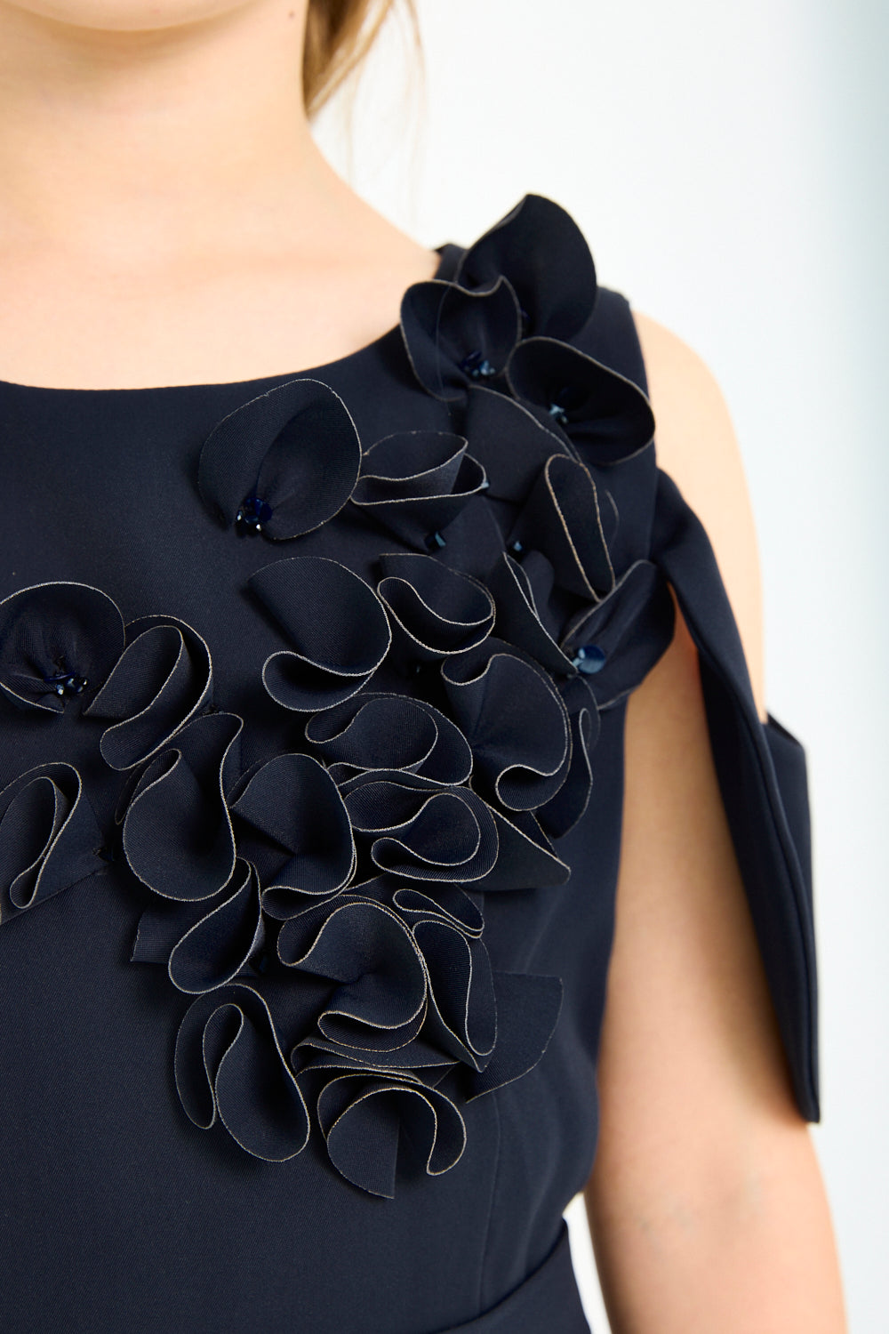 Floral Appliqué Shoulder Dress