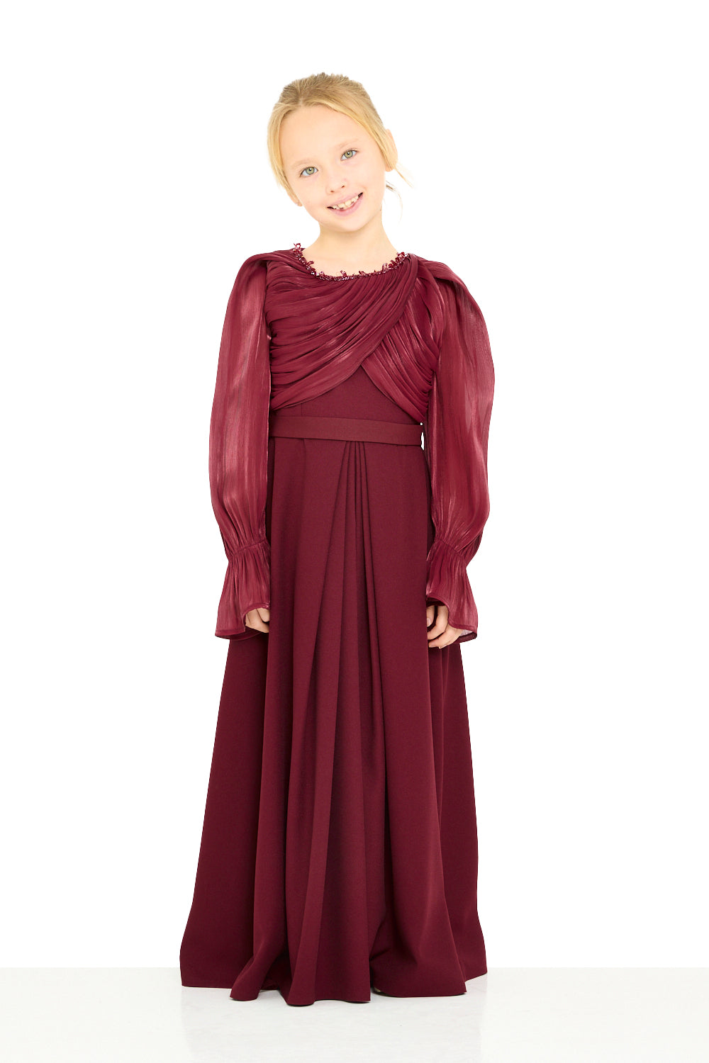 Pleated Overlay Sleeve Dress