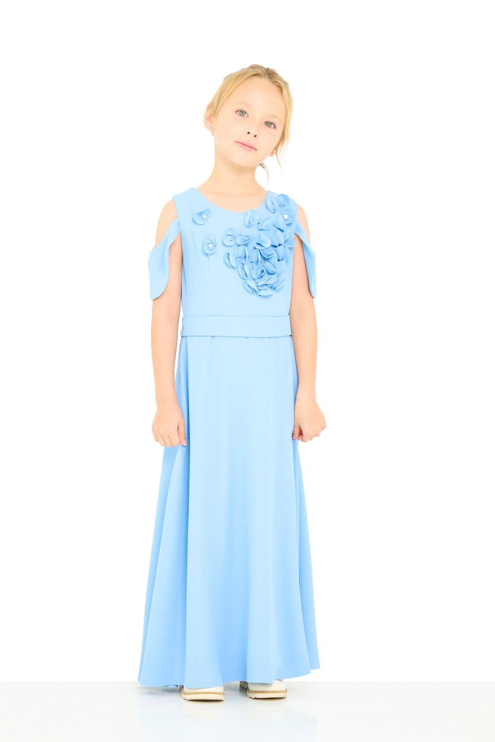 Floral Appliqué Shoulder Dress