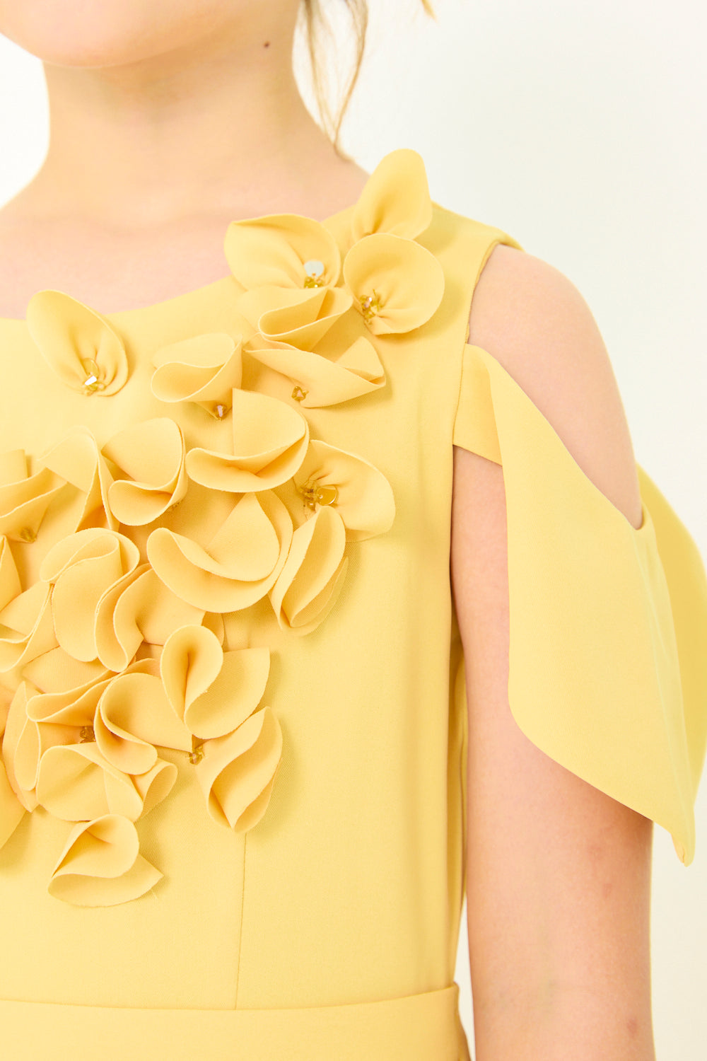 Floral Appliqué Shoulder Dress