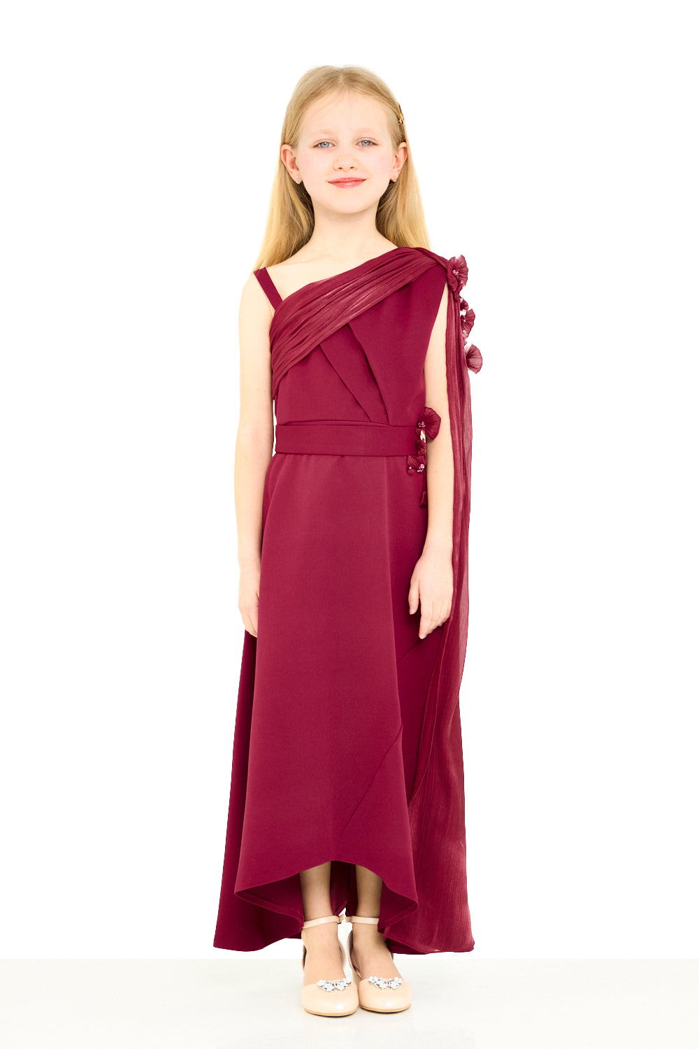 Asymmetric Draped Shoulder Dress