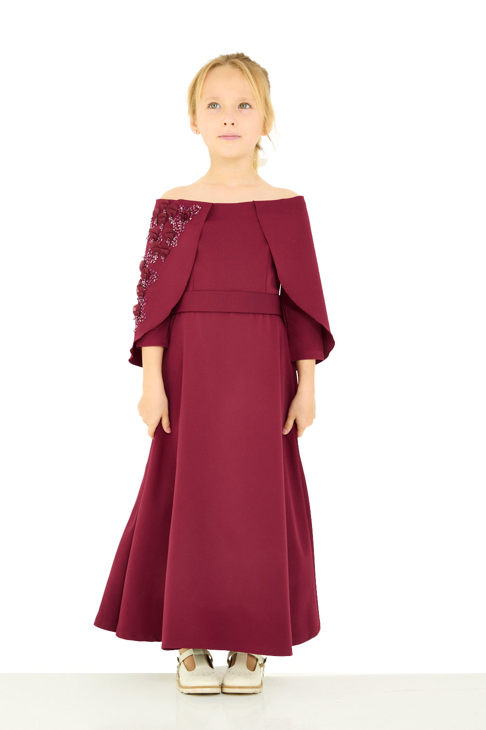 Embellished Cape Panel Dress