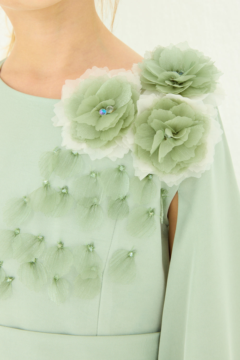 Floral Shoulder Cape Dress