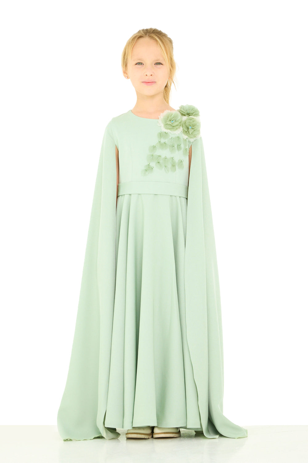 Floral Shoulder Cape Dress