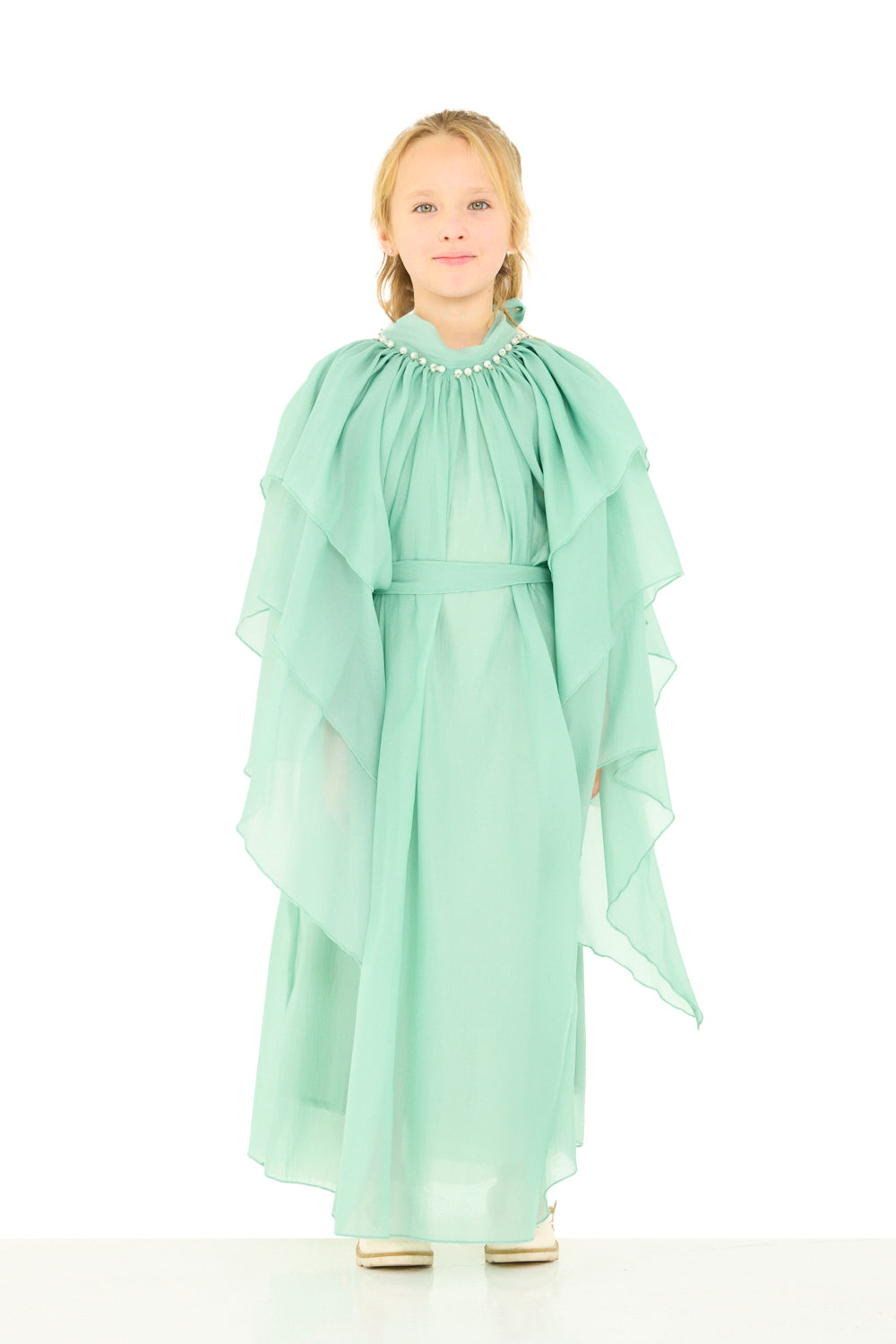 Tiered Ruffle Cape Dress